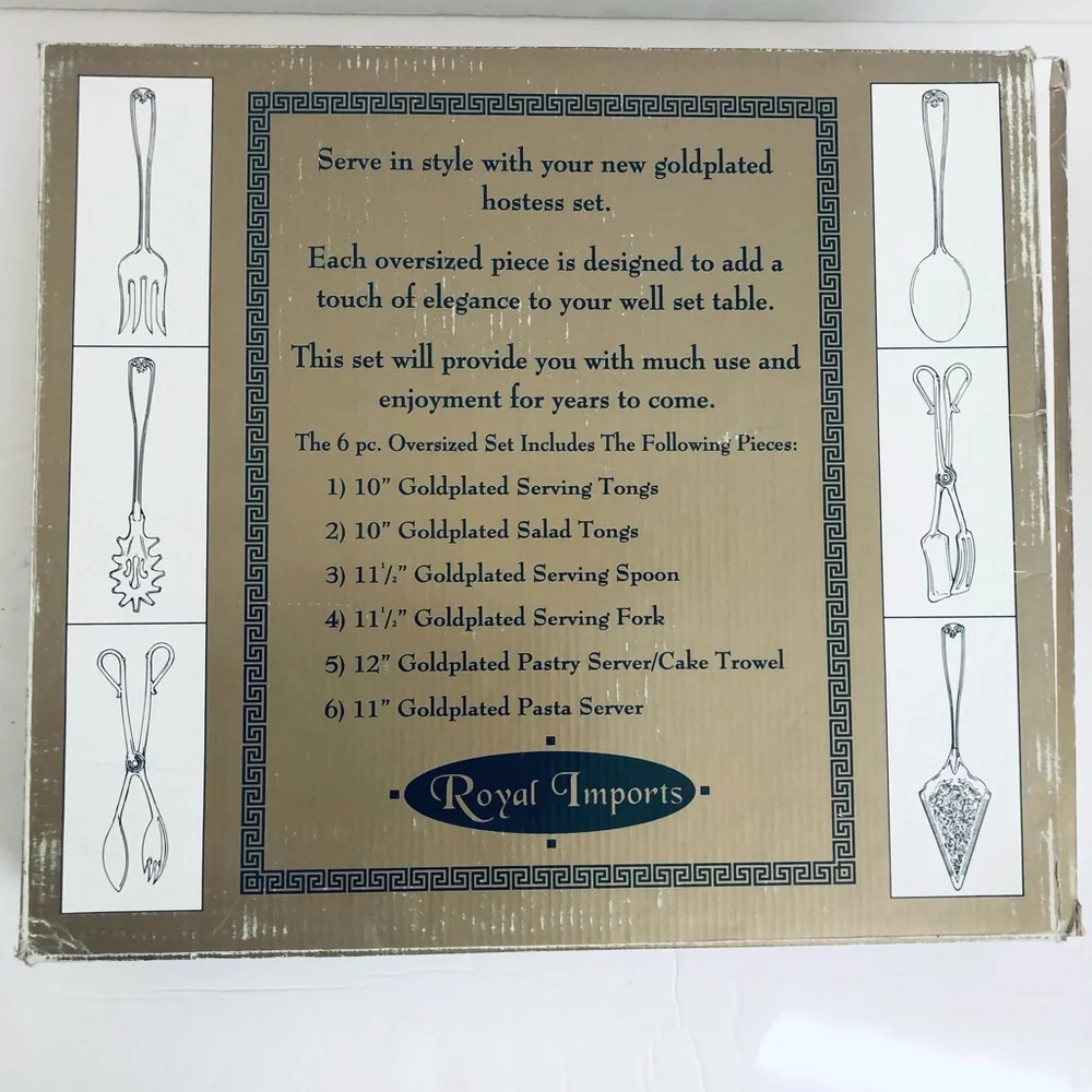 Vintage New Royal Imports, Inc Gold Plated Serving Set 6 Piece Oversized